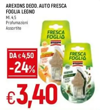 Famila Arexons Deod. Auto Fresca Foglia Legno 4,5 ml offerta
