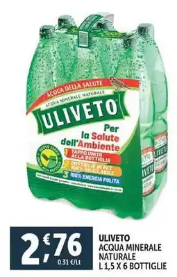 Deco Supermercati ULIVETO ACQUA MINERALE NATURALE L1,5 X 6 BOTTIGLIE offerta