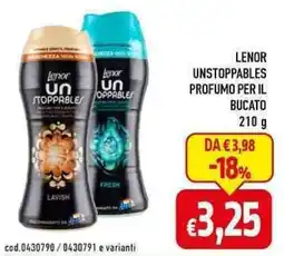 C+C maxigross LENOR UNSTOPPABLES PROFUMO PER IL BUCATO 210 g offerta