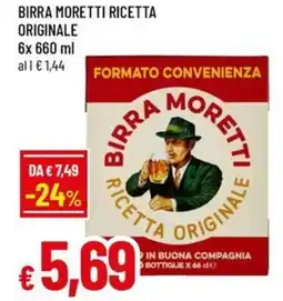 Galassia BIRRA MORETTI RICETTA ORIGINALE 6x 660 ml offerta
