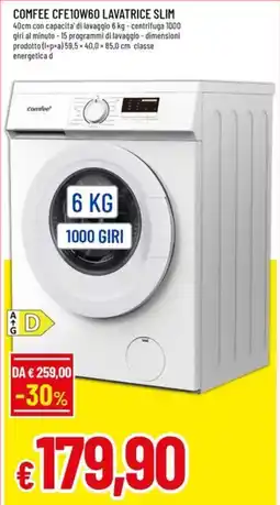 Galassia COMFEE CFE10W60 LAVATRICE SLIM 40cm offerta