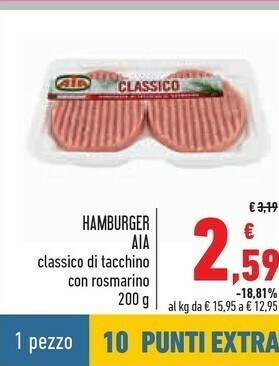 Conad Superstore Classico hamburger con tacchino e rosmarino 200 g(ml) offerta