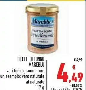Conad Superstore Filetti di tonno vero naturale 180 g(ml) offerta