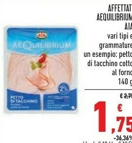 Conad Superstore Aequilibrium petto di tacchino cotto al forno 140 g(ml) offerta