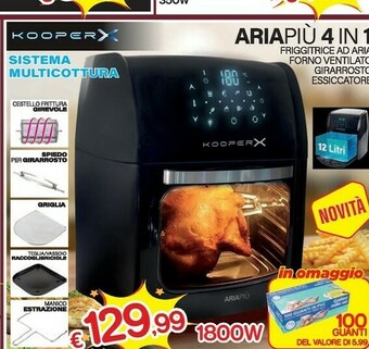 Ariapiu 4 in 1 friggitrice ad aria forno ventilato girarrosto essiccatore