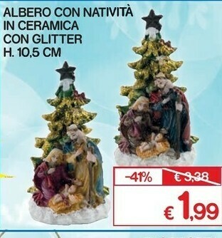 Satur Albero con natività in ceramica con glitter offerta
