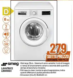 Expert smeg LAVATRICE LBW80EX offerta