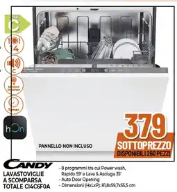 Expert CANDY LAVASTOVIGLIE A SCOMPARSA TOTALE CI4C6F0A offerta