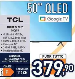 Unieuro TCL SMART TV QLED 50C655 offerta