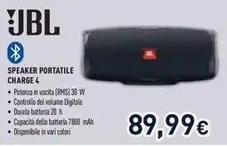 Unieuro JBL SPEAKER PORTATILE CHARGE 4 offerta