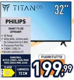 Unieuro PHILIPS SMART TV LED 32PHS6009 offerta