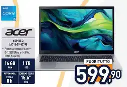 Unieuro acer ASPIRE 3 (A315-59-5339) offerta