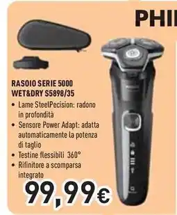 Unieuro PHILIPS RASOIO SERIE 5000 WET&DRY S5898/35 offerta