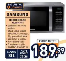 Unieuro SAMSUNG MICROONDE SILVER MC28H5015CS offerta