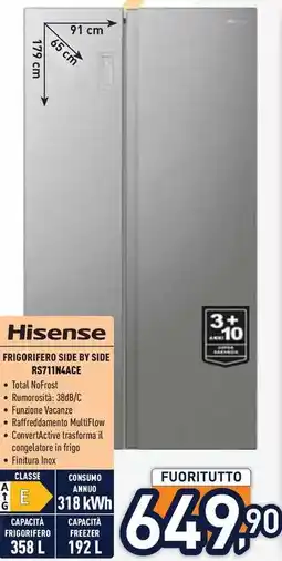 Unieuro Hisense FRIGORIFERO SIDE BY SIDE RS711N4ACE offerta