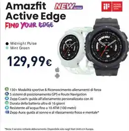 Unieuro Amazfit Active Edge offerta