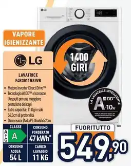 Unieuro LG LAVATRICE F4R3011NSWB offerta