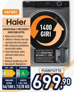 Unieuro Haier LAVASCIUGA I-PRO SERIE 7 HWD120B14979S offerta