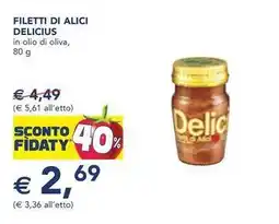 Esselunga FILETTI DI ALICI DELICIUS in olio di oliva offerta