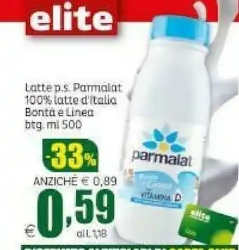 Elite Latte parzialmente scremato bontà e linea 500 g(ml) offerta