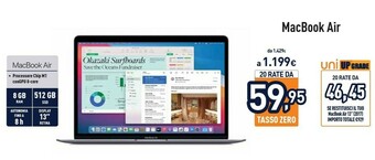 Unieuro Macbook air 13" (chip m1 con gpu 8-core, 512gb ssd, 8gb ram) - argento (2020) offerta