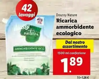 Lidl Doussy nature ricarica ammorbidente ecologico offerta