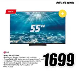 MediaWorld LG Smart TV 4K 55C44 offerta