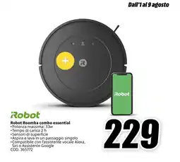 MediaWorld Robot Roomba combo essential offerta