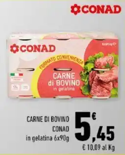 Conad CARNE DI BOVINO CONAD in gelatina 6x90g offerta