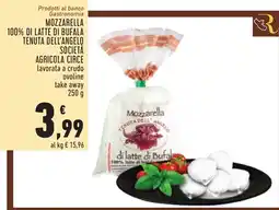 Conad Prodotti al banco Gastronomia MOZZARELLA 100% DI LATTE DI BUFALA TENUTA DELL'ANGELO SOCIETÀ AGRICOLA CIRCE 250 g offerta