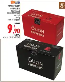 Conad CAPSULE CAFFÈ COMPATIBILI NESPRESSO BUON ESPRESSO vari tipi 300 g conf. da 50 pezzi offerta