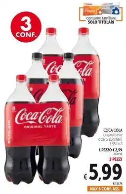 Spazio Conad COCA COLA original taste o zero zuccheri 1,35lx2 offerta