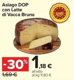 Carrefour Market Asiago DOP con Latte di Vacca Bruna offerta