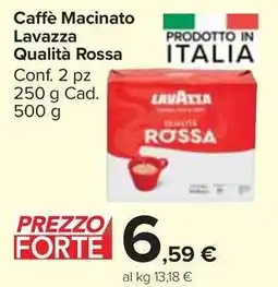 Carrefour Market Caffè Macinato Lavazza Qualità Rossa Conf. 2 pz 250 g Cad. offerta