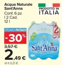 Carrefour Market Acqua Naturale Sant'Anna Conf. 6 pz offerta