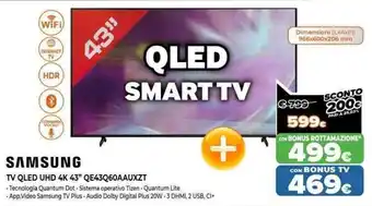 Expert Samsung TV Qled UHD 4K 43" QE43Q60AAUXZT offerta
