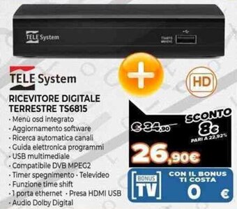 Expert Tele System Ricevitore Digitale Terrestre TS6815 offerta