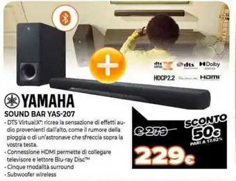 Expert Yamaha Sound Bar YAS-207 offerta