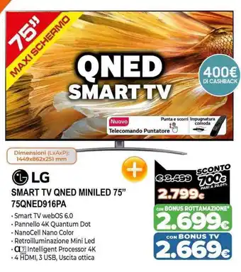 LG Smart TV QNED MiniLED 75" 75QNED916PA
