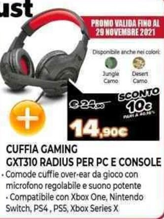 Expert Trust Cuffia Gaming GXT310 Radius per PC E Console offerta