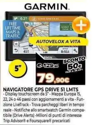 Expert Garmin Navigatore GPS Drive 51 LMTS offerta