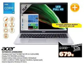 Expert Acer Notebook A31558G59NH offerta