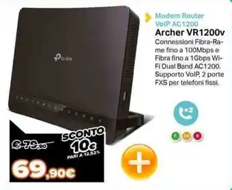 Expert tp-link Archer VR1200v Modem Router VoIP AC 1200 offerta