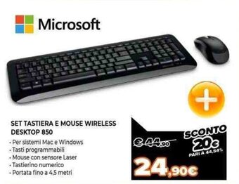 Expert Set Tastiera e Mouse Wireless Desktop 850 offerta