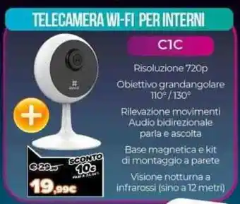 Expert Telecamera Wi-Fi per Interni C1C Risoluzione 720p offerta