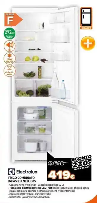Expert Electrolux Frigo Combinato Incasso LNT2LF18S offerta