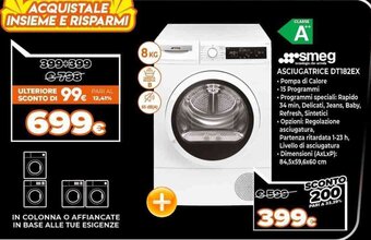 Expert Smeg Asciugatrice DT182EX offerta