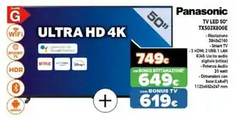 Expert Panasonic TV Led 50" TX50JX800E offerta