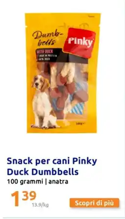 Action Snack per cani Pinky Duck Dumbbells 100 grammi | anatra offerta