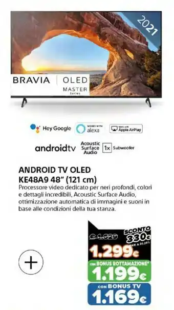 Expert Sony Android TV Oled KE48A9 48" (121 cm) offerta